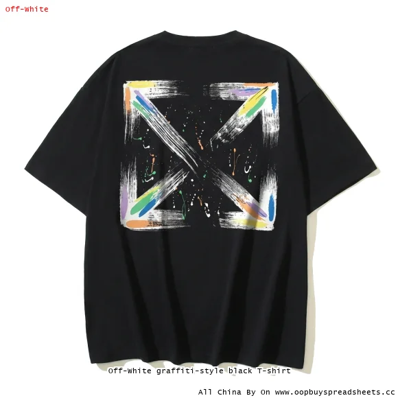 Off-White graffiti-style black T-shirt