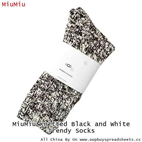 MiuMiu Knitted Black and White Trendy Socks