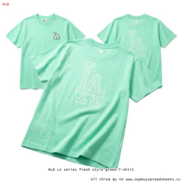 MLB LA series fresh style green T-shirt