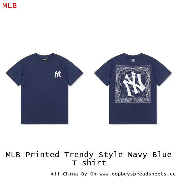 MLB Printed Trendy Style Navy Blue T-shirt