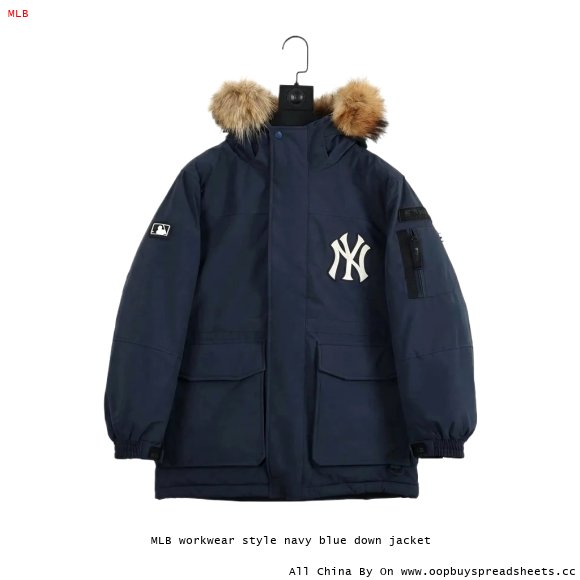 MLB workwear style navy blue down jacket