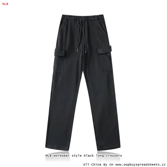 MLB workwear style black long trousers
