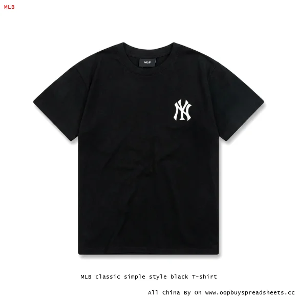 MLB classic simple style black T-shirt