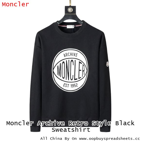 Moncler Archive Retro Style Black Sweatshirt