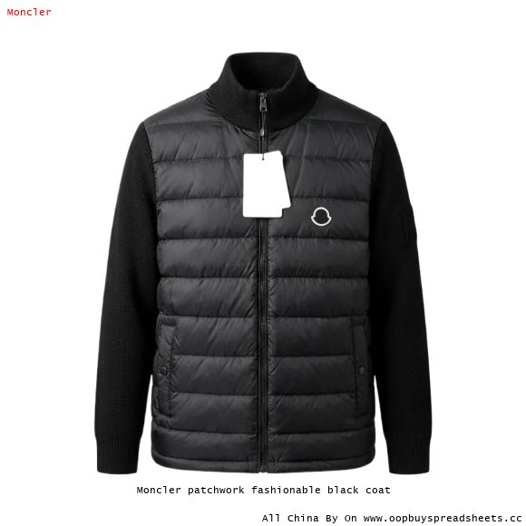 Moncler patchwork fashionable black coat
