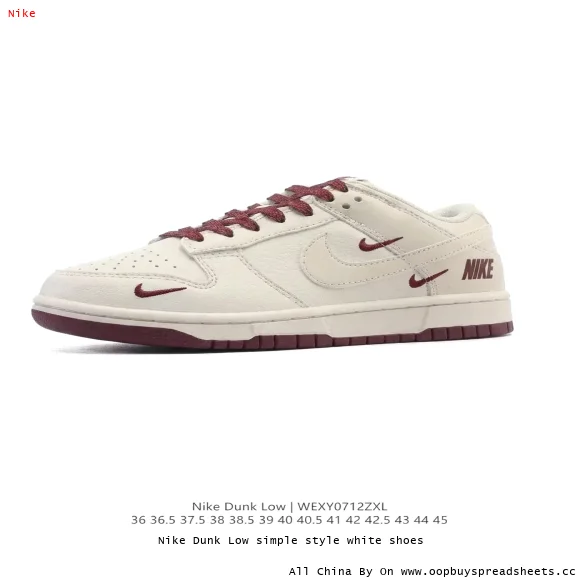 Nike Dunk Low simple style white shoes