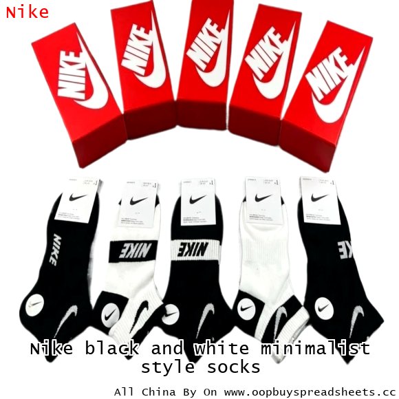 Nike black and white minimalist style socks