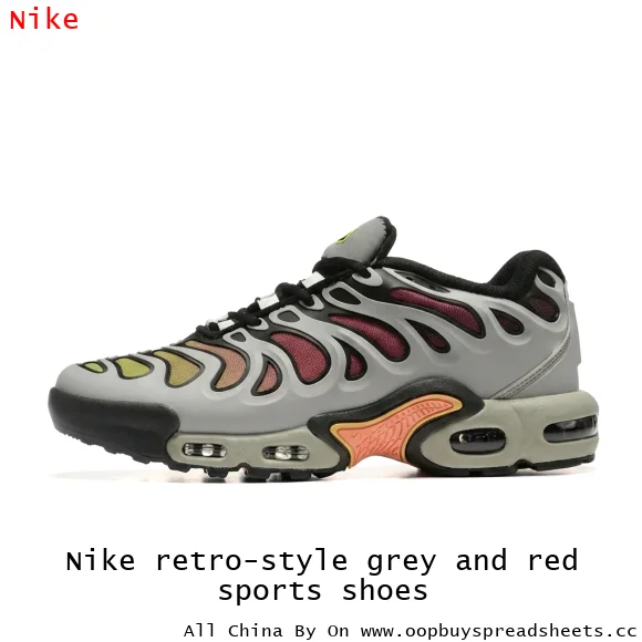 Nike retro-style grey and red sports shoes