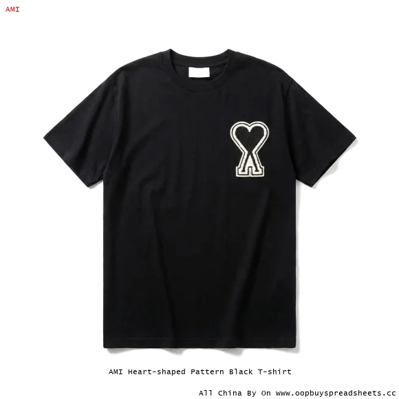 AMI Heart-shaped Pattern Black T-shirt