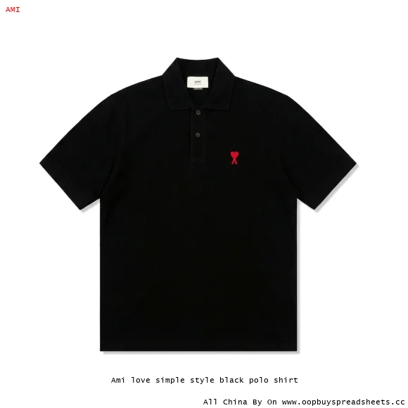 Ami love simple style black polo shirt