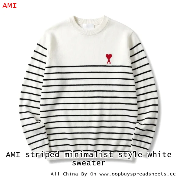 AMI striped minimalist style white sweater