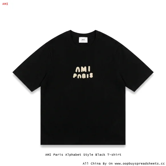 AMI Paris Alphabet Style Black T-shirt