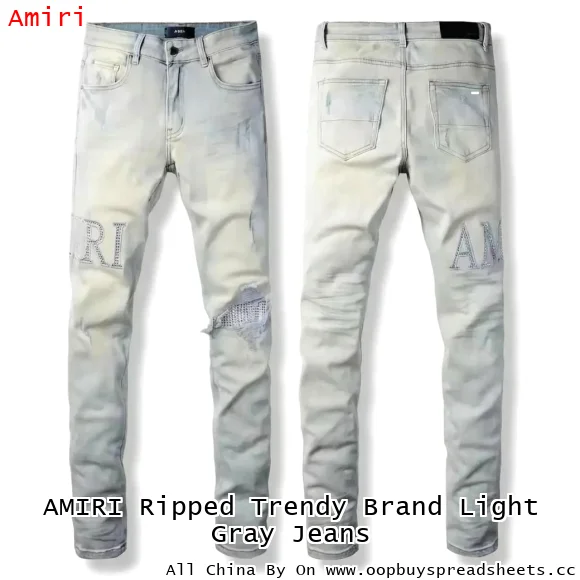AMIRI Ripped Trendy Brand Light Gray Jeans