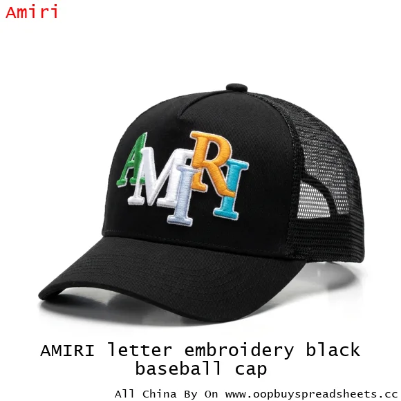 AMIRI letter embroidery black baseball cap