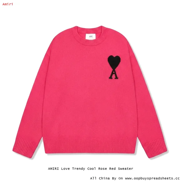 AMIRI Love Trendy Cool Rose Red Sweater