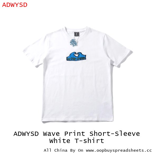ADWYSD Wave Print Short-Sleeve White T-shirt
