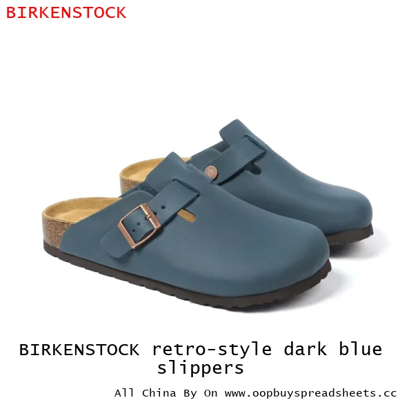 BIRKENSTOCK retro-style dark blue slippers