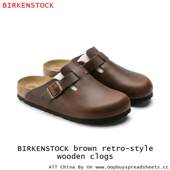 BIRKENSTOCK brown retro-style wooden clogs