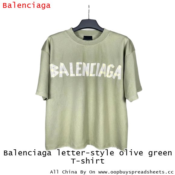 Balenciaga letter-style olive green T-shirt