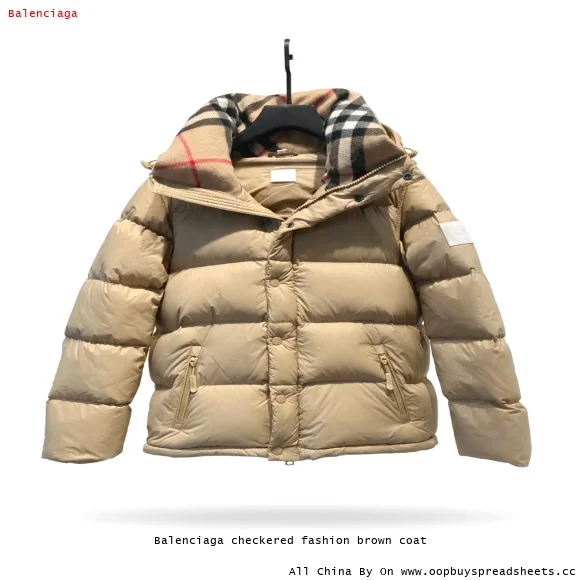 Balenciaga checkered fashion brown coat