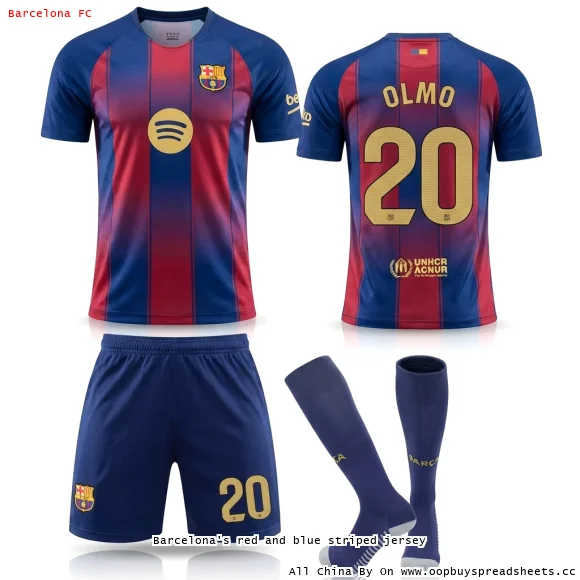 Barcelona's red and blue striped jersey