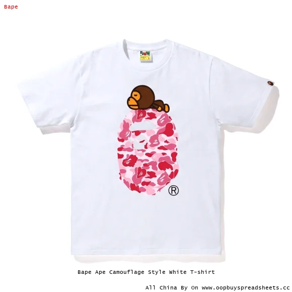 Bape Ape Camouflage Style White T-shirt