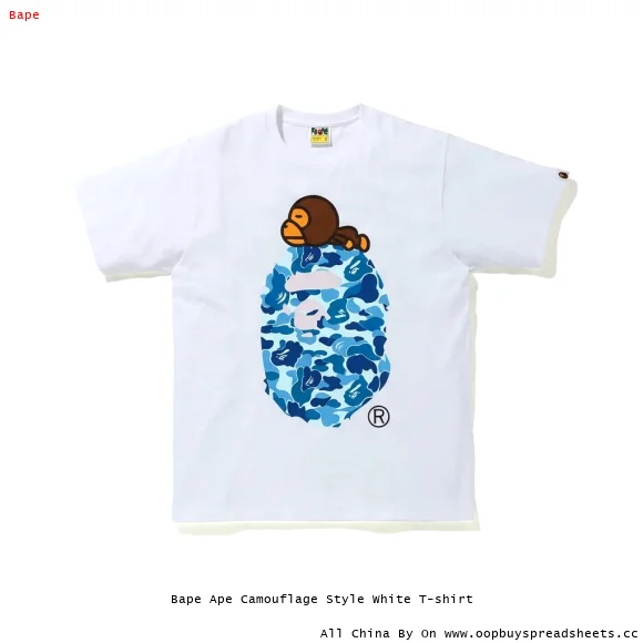 Bape Ape Camouflage Style White T-shirt