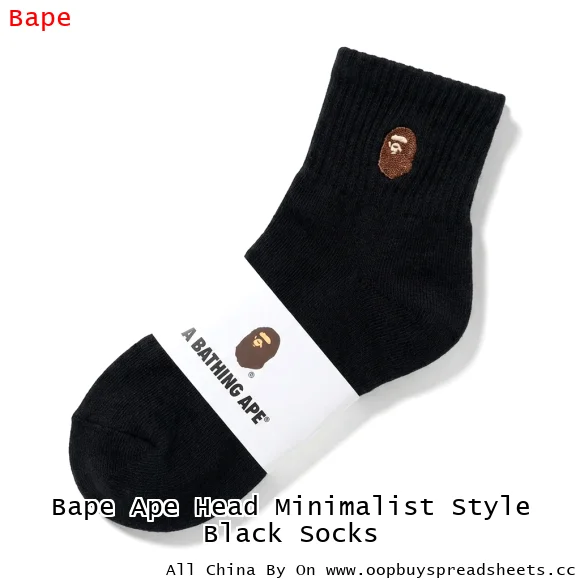 Bape Ape Head Minimalist Style Black Socks