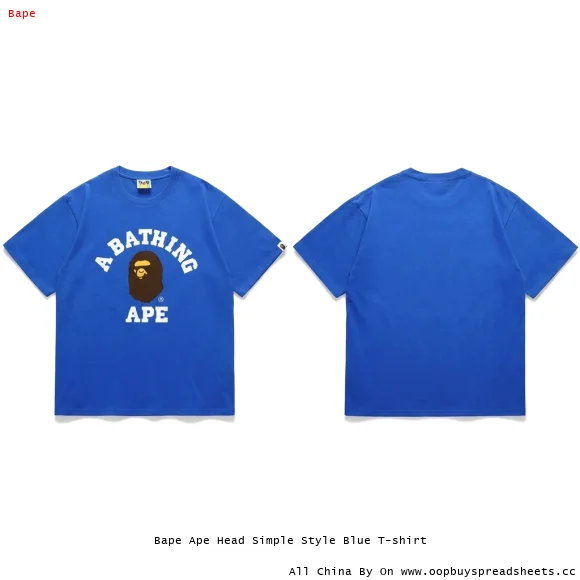Bape Ape Head Simple Style Blue T-shirt