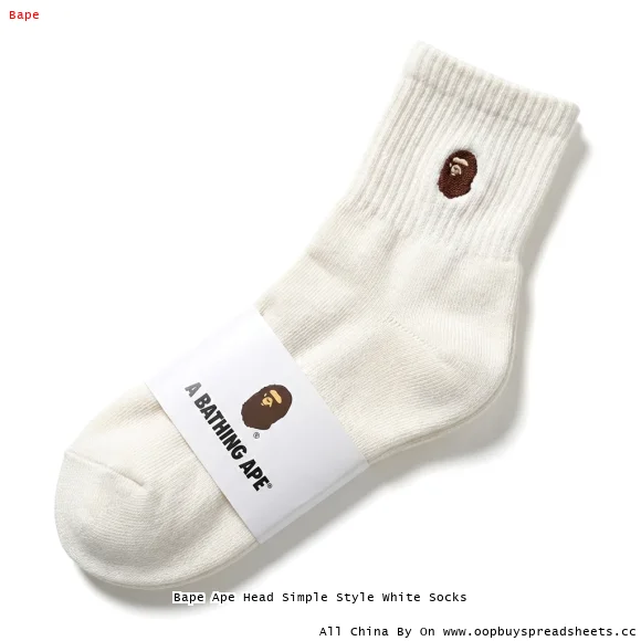 Bape Ape Head Simple Style White Socks