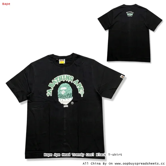 Bape Ape Head Trendy Cool Black T-shirt