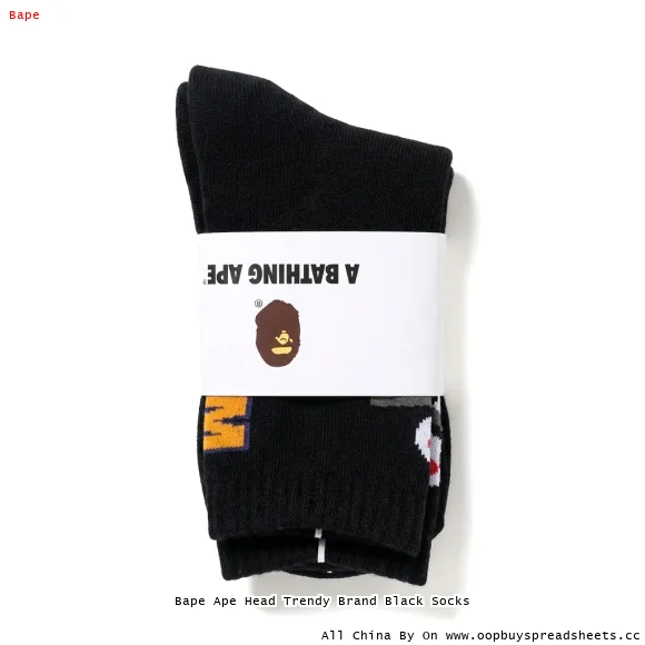 Bape Ape Head Trendy Brand Black Socks