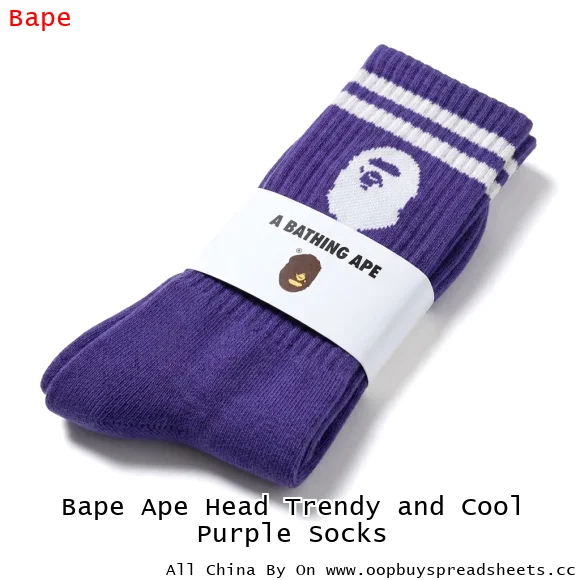 Bape Ape Head Trendy and Cool Purple Socks