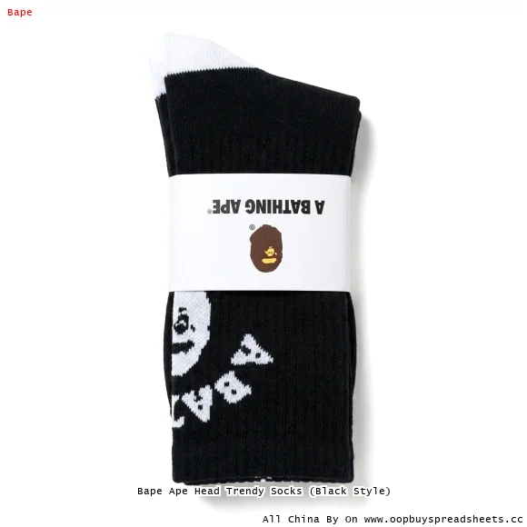 Bape Ape Head Trendy Socks (Black Style)