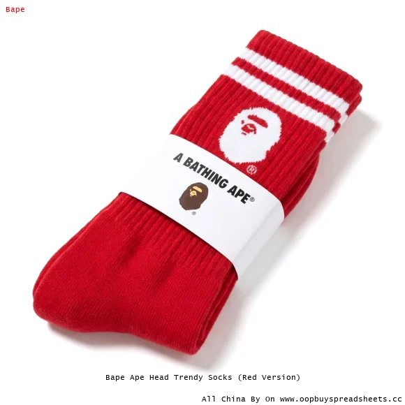Bape Ape Head Trendy Socks (Red Version)