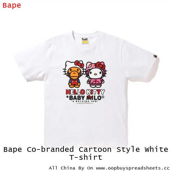 Bape Co-branded Cartoon Style White T-shirt