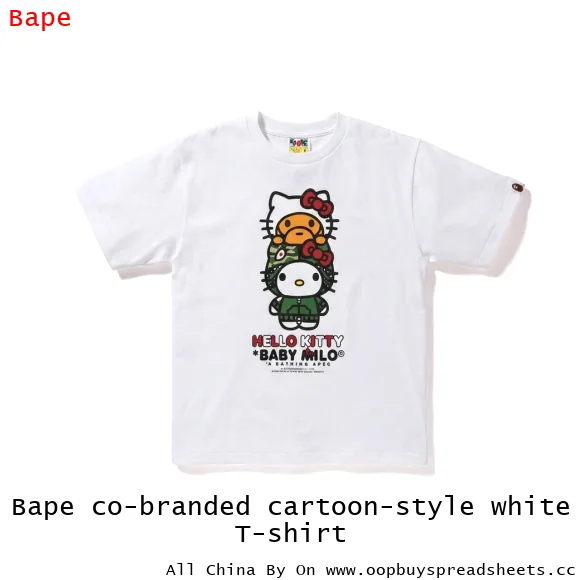 Bape co-branded cartoon-style white T-shirt