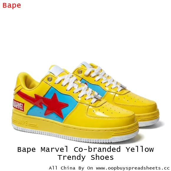 Bape Marvel Co-branded Yellow Trendy Shoes