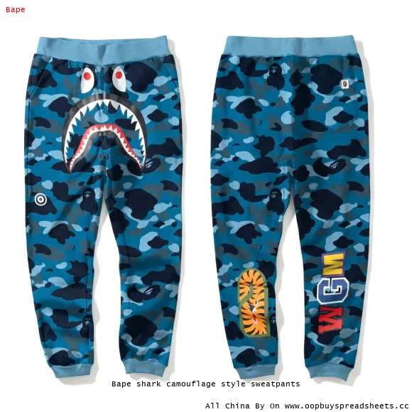 Bape shark camouflage style sweatpants