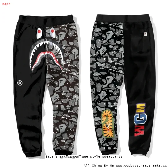 Bape shark camouflage style sweatpants
