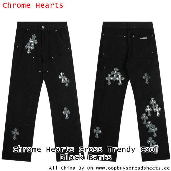 Chrome Hearts Cross Trendy Cool Black Pants