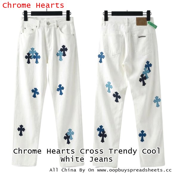 Chrome Hearts Cross Trendy Cool White Jeans