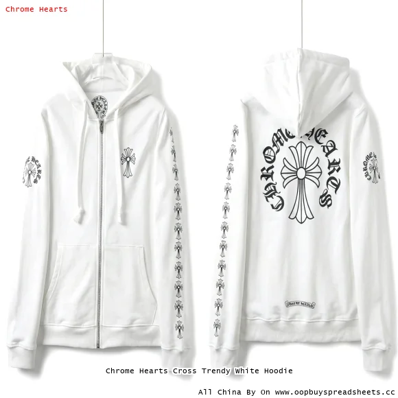 Chrome Hearts Cross Trendy White Hoodie