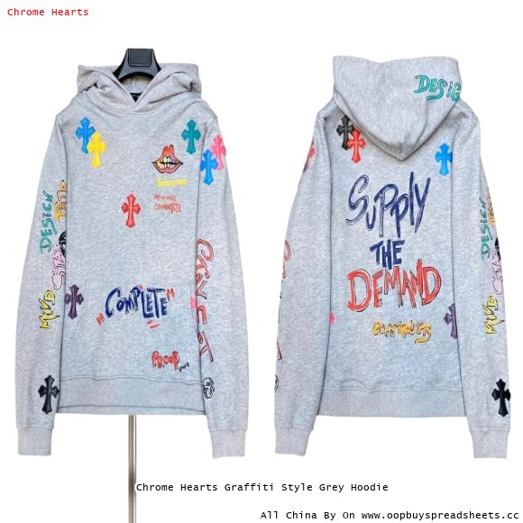 Chrome Hearts Graffiti Style Grey Hoodie