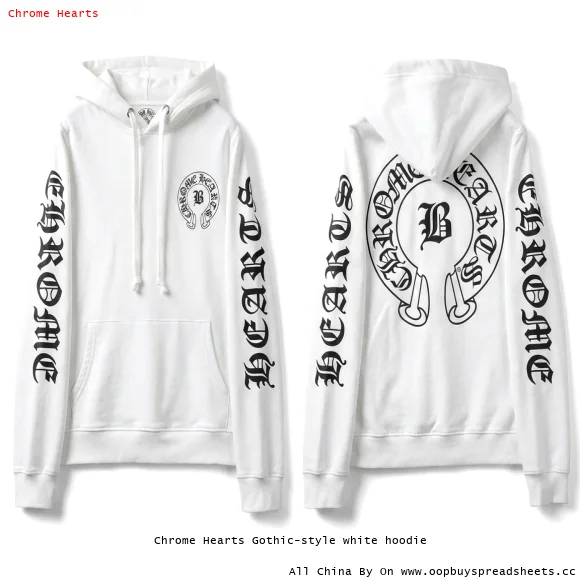 Chrome Hearts Gothic-style white hoodie