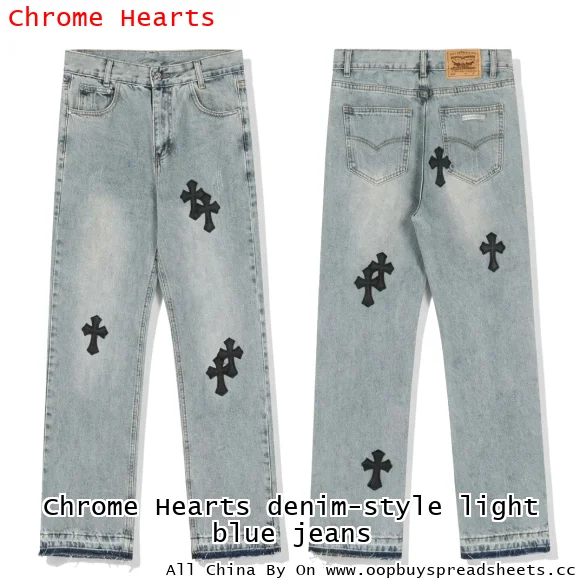 Chrome Hearts denim-style light blue jeans