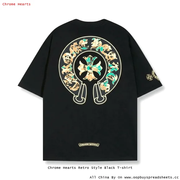Chrome Hearts Retro Style Black T-shirt