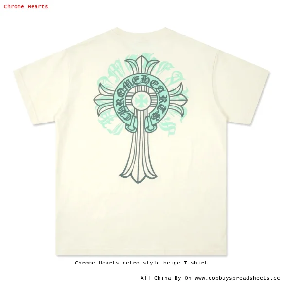 Chrome Hearts retro-style beige T-shirt