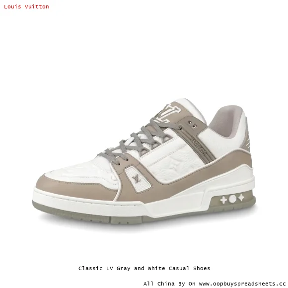 Classic LV Gray and White Casual Shoes