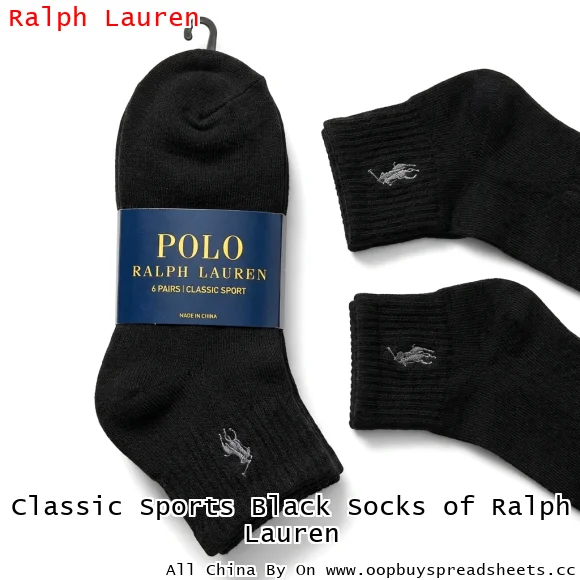 Classic Sports Black Socks of Ralph Lauren